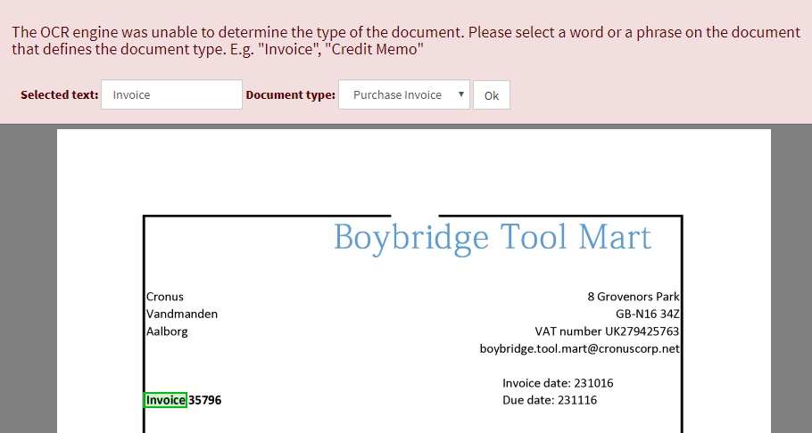 Selecting Document Type